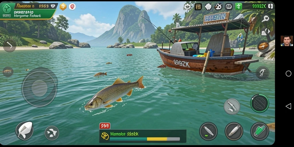 Tangkapan ikan besar di tengah lautan biru di 999ZK.