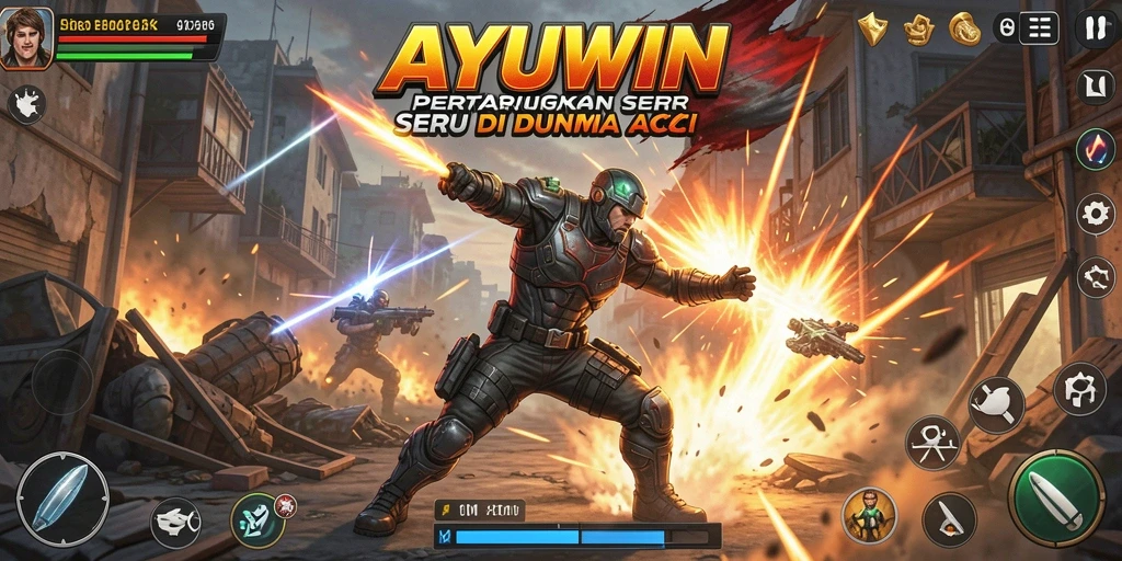 Menggambarkan aksi seru dalam permainan AYUWIN.