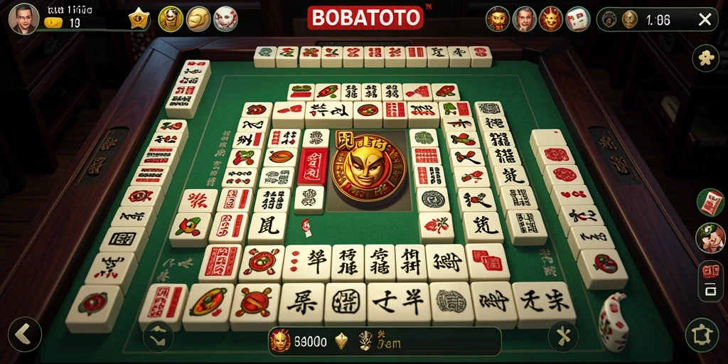 Tampilan gameplay seru dalam BOBATOTO game Mahjong.