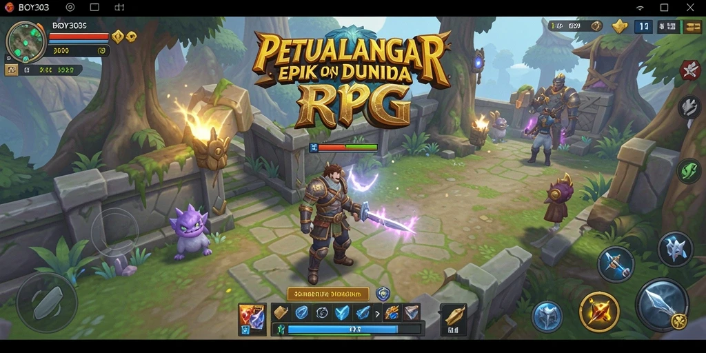Tampilan menarik gameplay RPG BOY303 dengan karakter dan monster ikonik.