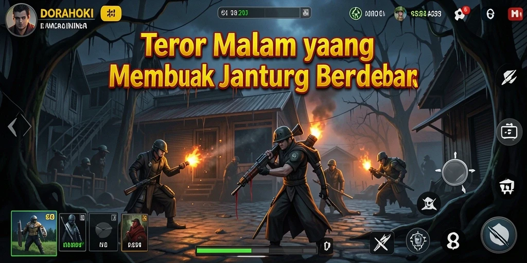 Screenshot gameplay DORAHOKI dengan suasana mencekam.