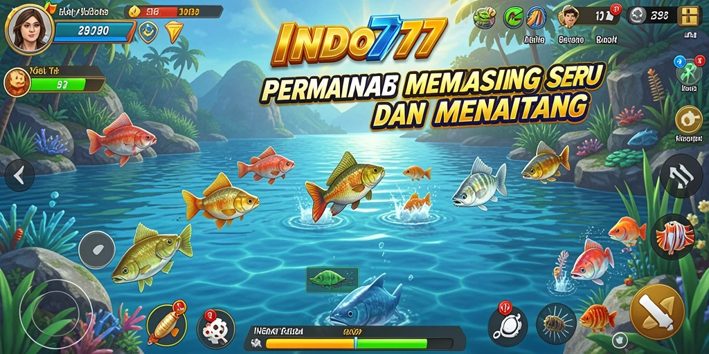 Screenshot gameplay INDO777 menampilkan aksi memancing yang seru.