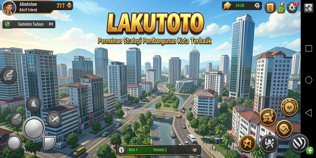 Screenshot menunjukkan gameplay strategis dalam membangun kota di LAKUTOTO.