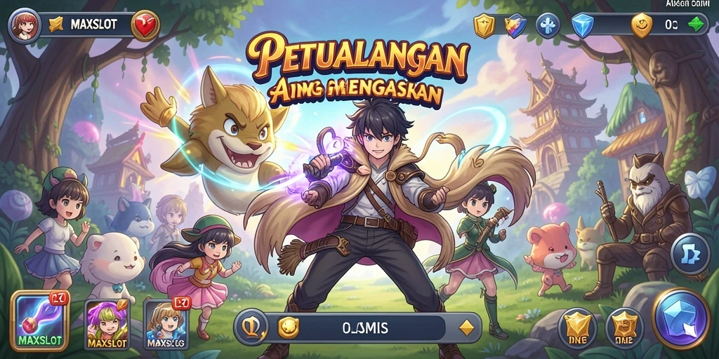 Tampilan menarik dari gameplay <strong>MAXSLOT</strong> dengan karakter anime ikonik.
