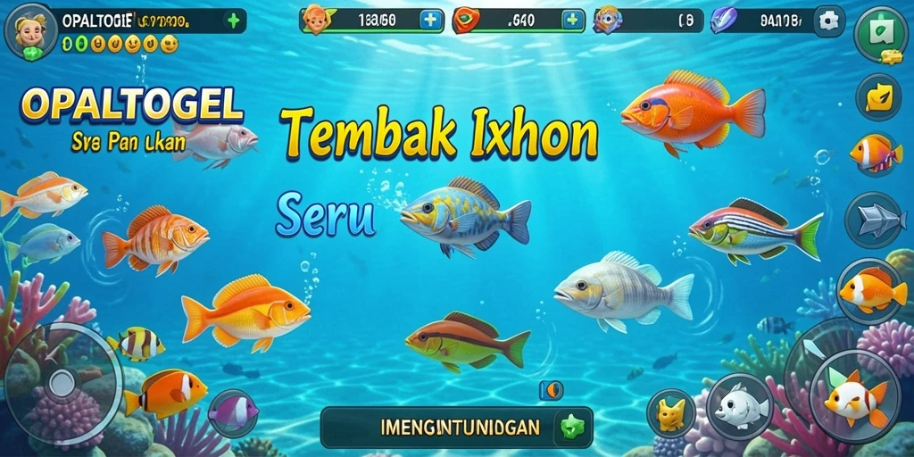 Tampilan gameplay seru OPALTOGEL dengan ikan-ikan berwarna-warni.