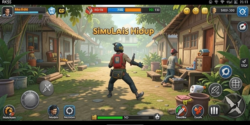Tampilan gameplay simulasi yang menarik di RK55, menghadirkan kehidupan virtual yang realistis.