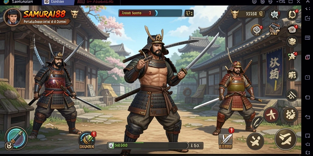 Tampilan gameplay menarik dari SAMURAI88 dengan karakter samurai beraksi.