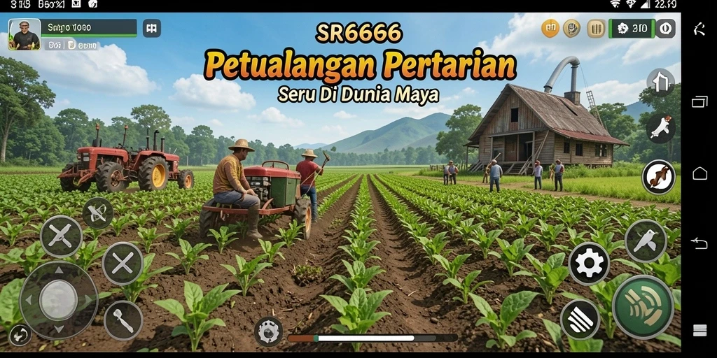 Tangkapan layar gameplay SR6666 yang menampilkan aktivitas bertani yang menarik.