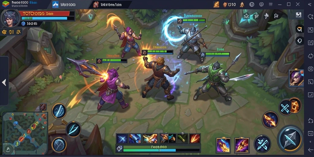 Tampilan gameplay TOTO1000 saat pertarungan sengit antar tim.